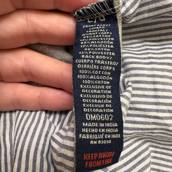 U.S. Polo Assn Gray Blue Striped Cotton Nightgown Sleep Shirt Lounge Dress Large - Picture 5 of 6